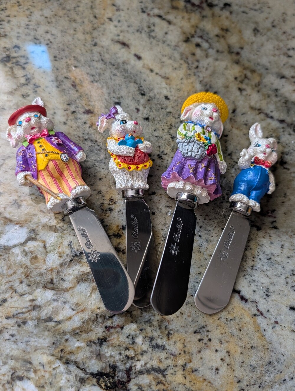 CHRISTOPHER RADKO dapper hare rabbit family spreader knife set